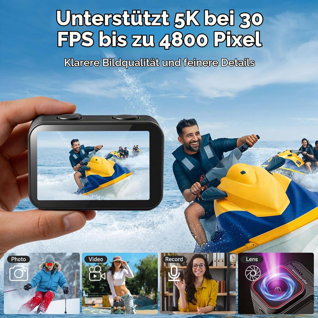 AIKER Action Cam 4k,Pro-Version Action Kamera Mit 5k/30FPS,48MP, Ultra Stabil EIS Bildstabilisierung