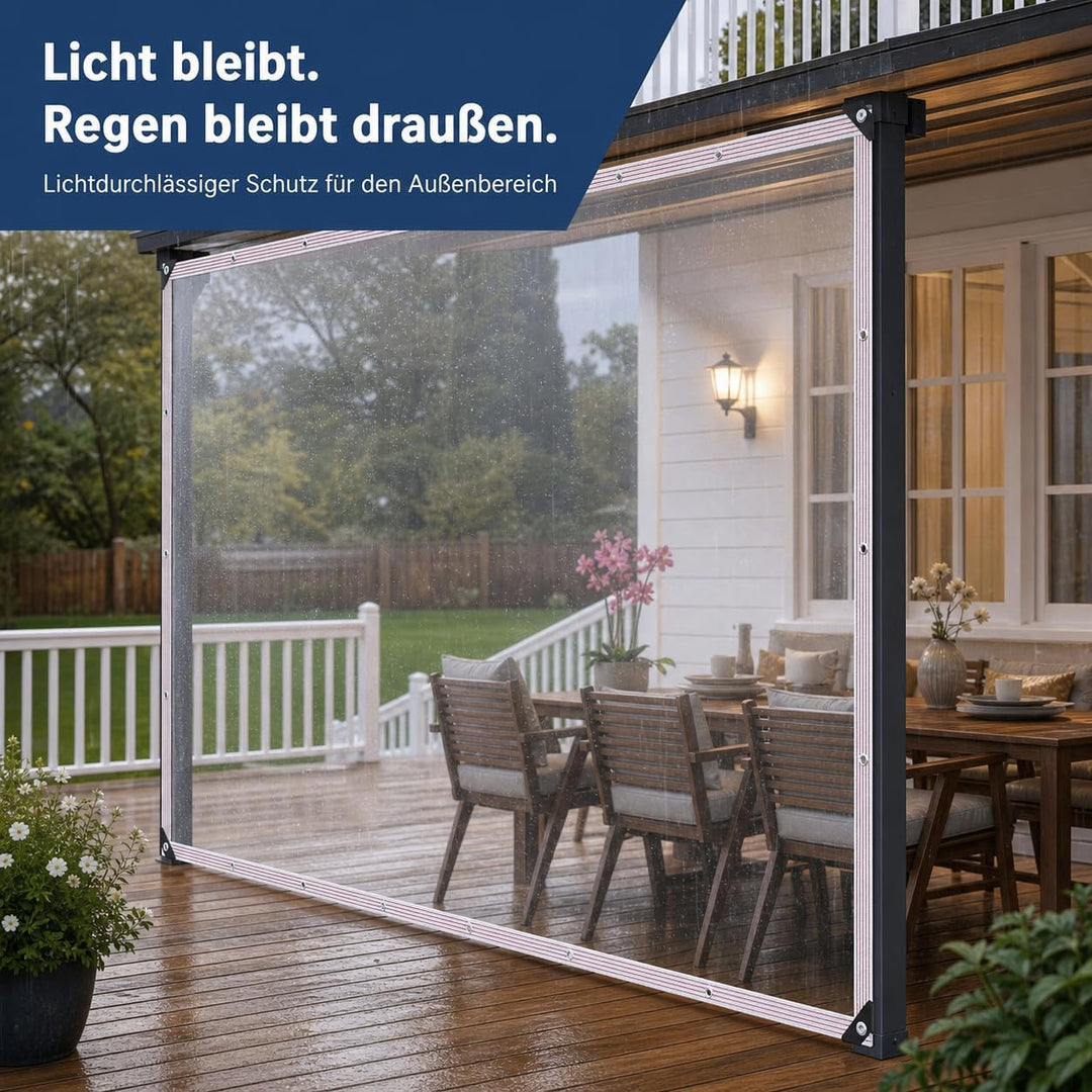 Transparente Plane mit Ösen, Wetterfeste Strapazierfähige Abdeckplane, 0.4 mm 450 g/m² PVC-Material