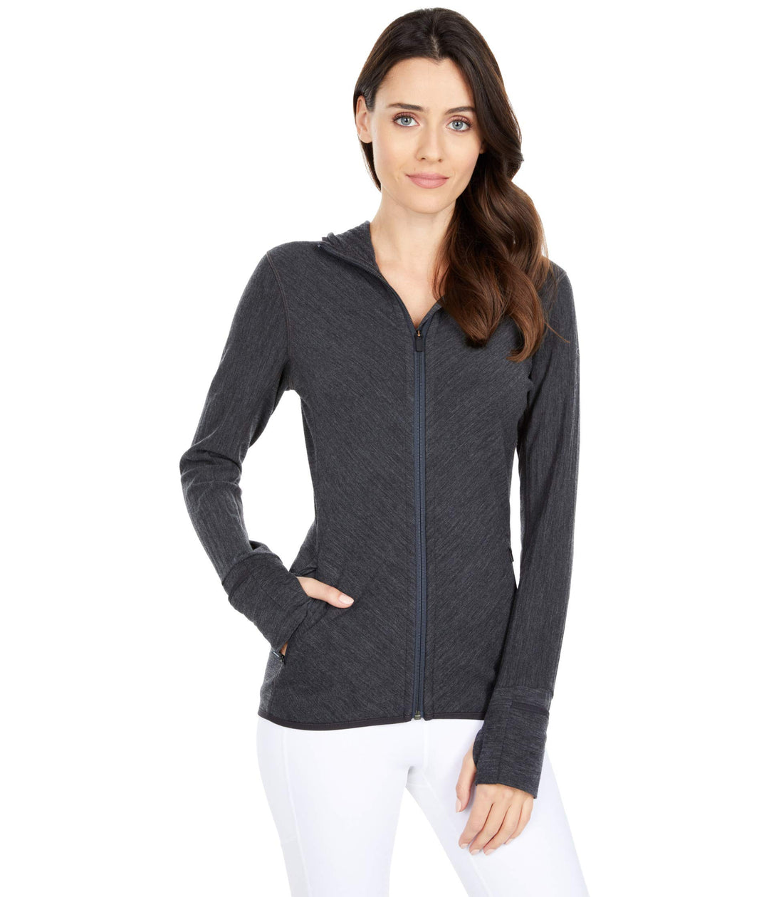 Icebreaker Descender LS Zip Hood Jacket Women Jet Heather Grösse M 2020 Winterjacke
