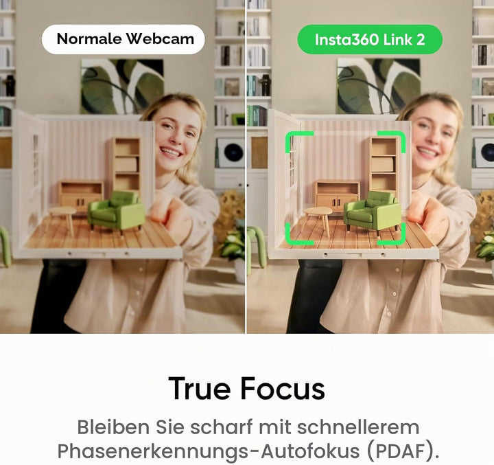 Insta360 Link 2 Standard Bundle - 4K Webcam für PC/Mac, 1/2" Sensor, KI-Tracking, HDR, Mikrofon mit