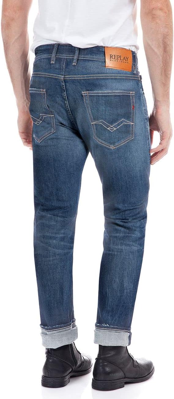 Replay Herren Jeans Grover Straight-Fit Bio 27W / 32L Medium Blue 009-3, 27W / 32L Medium Blue 009-3