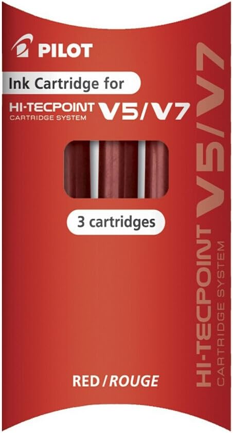 Pilot Ersatzmine für V5/V7 Cartridge System Tintenroller mit flüssiger Tinte, Rot, 12 x 3 Stück, rot