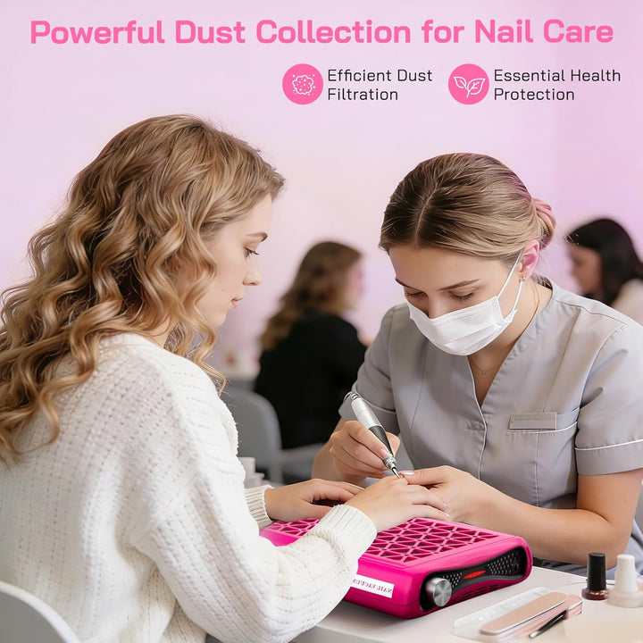 Nagelstaubabsauger Kabelgebunden, Dual-Turbo Ventilator mit 1600 Pa Saugleistung, 30 Filterpapieren,