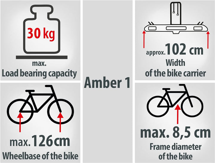 EUFAB 11559 Fahrradträger AMBER 1, E-Bike geeignet, teilweise vormontiert, für 1 Fahrrad, für