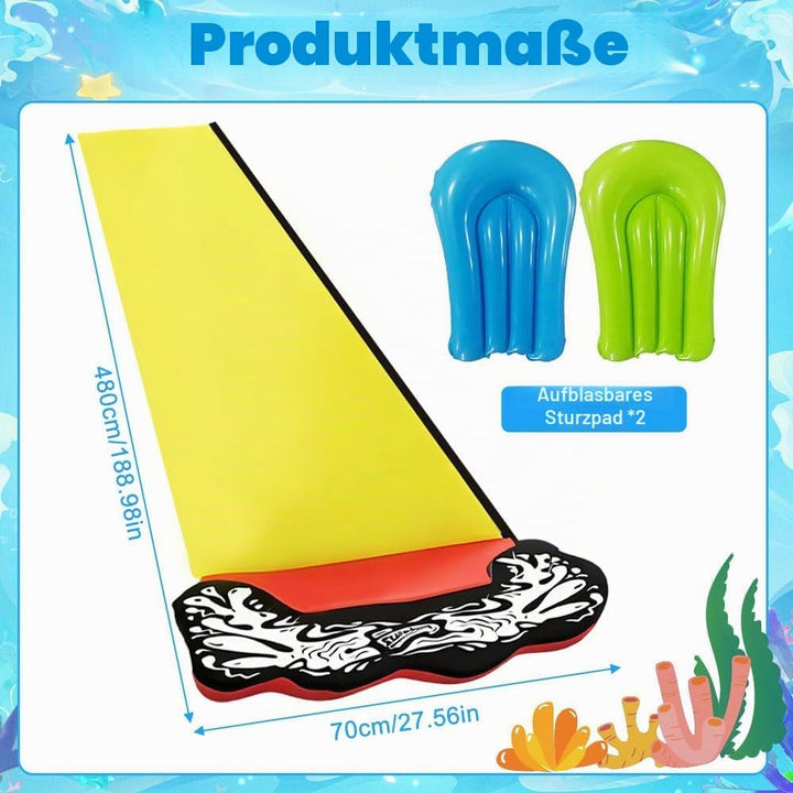 480*70CM Wasserrutsche Garten Für Kinder, Wasserrutsche Outdoor Sommer Rasen Mit 2 Bodyboards, Singl