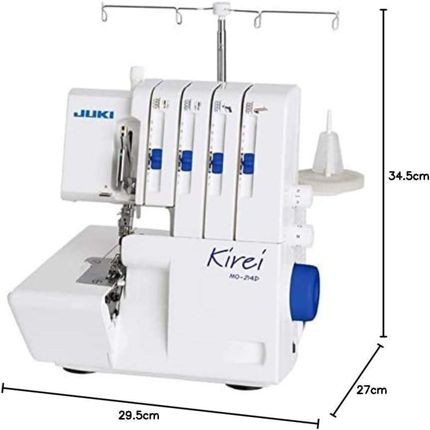 Juki MO-214D Kirei 4 Faden Overlockmaschine, für Einsteiger und Vielnäher, mit hochbelastbarem Ober-