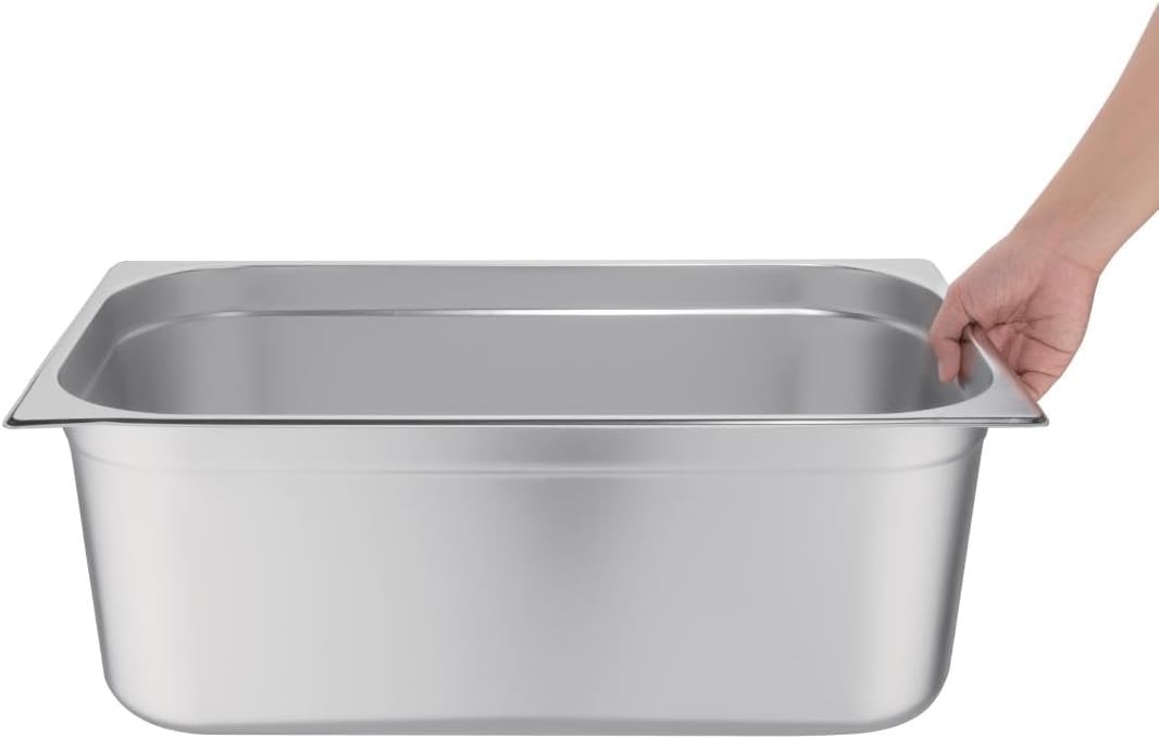Vogue Gastronorm-Pfanne 1/1, Edelstahltablett, Tiefe: 200 mm, Fassungsvermögen: 28 Liter, Behälter f