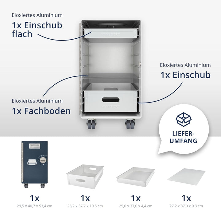 Rollcontainer mit Schubladen, mobiler Aktenschrank, Metallschrank, Schubladenschrank Küche, Druckert