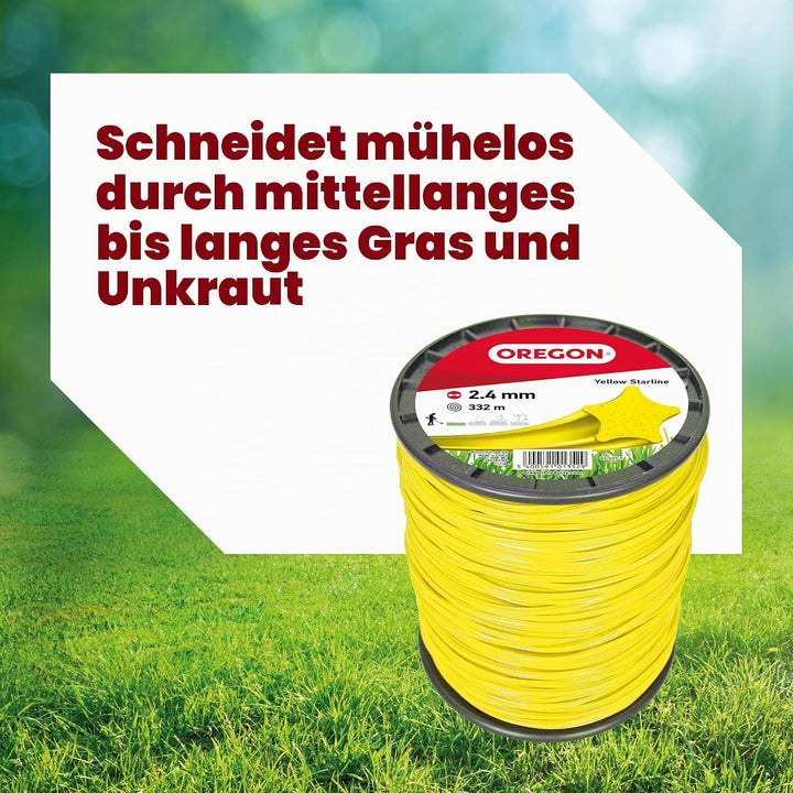Oregon 69-455-Y Gelber Mähfaden mit sternförmigem Querschnitt, für Rasentrimmer und Freischneider, p