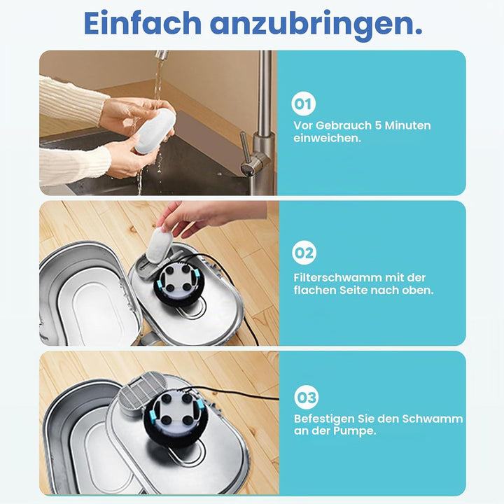 Ersatzfilter für TOMXCUTE Katzenbrunnen Edelstahl, 24 Stück Kohlefilter und 24 Stück Vorfilterschwam