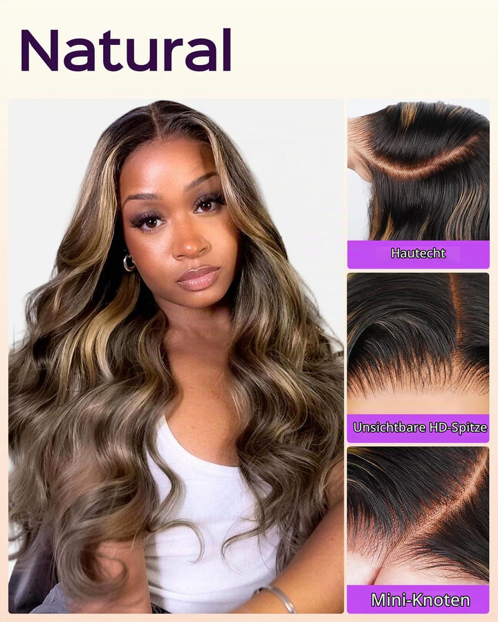 MEGALOOK Balayage Glueless Wigs Perücke 5x6 Pre Cut Lace Front Wig 20 Inch | Ready to Go Glueless Wi