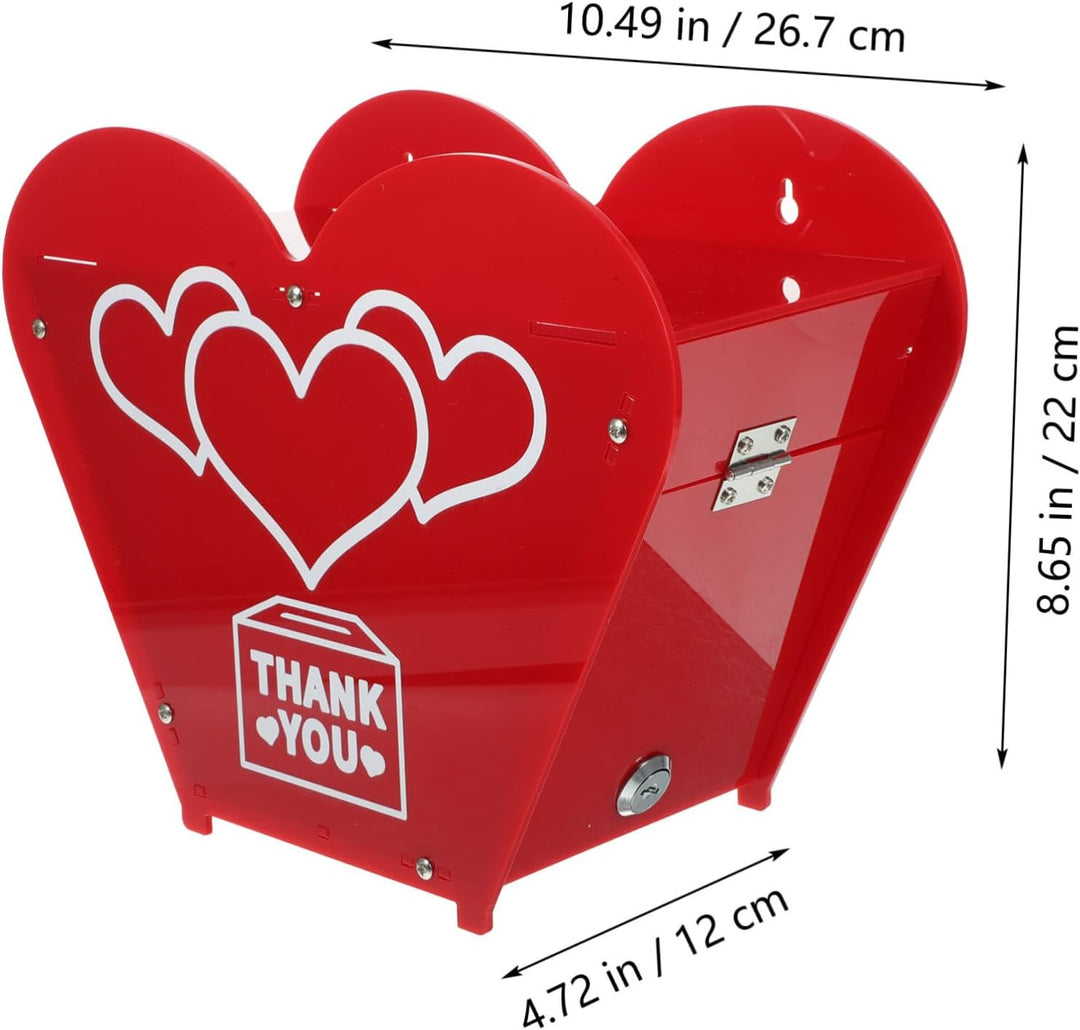 Acryl-Spendenbox in Herzform: Wahlurzen-Box, Ticket-Box, Vorschlagsbox, Kommentarbox, Verriegelung m