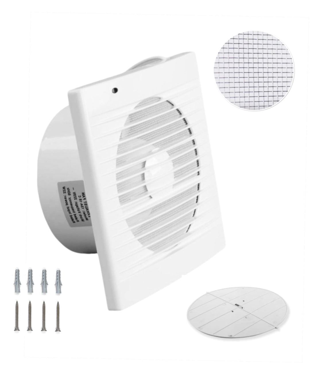 IN-OV_100mm -Abluftventilator+ Integriertes Moskitonetz, 14W-80m3/h, Badezimmer, Küche, Büro, WC, VM