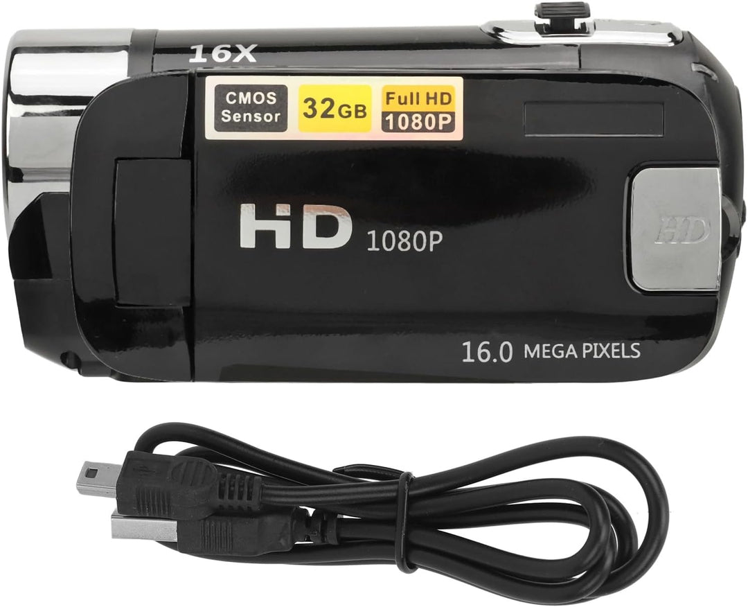 D90 16MP Digitalkamera mit 1080P Full-HD-Videofunktion, 2,4 Zoll drehbarem Display, 16-fach Zoom, Fi