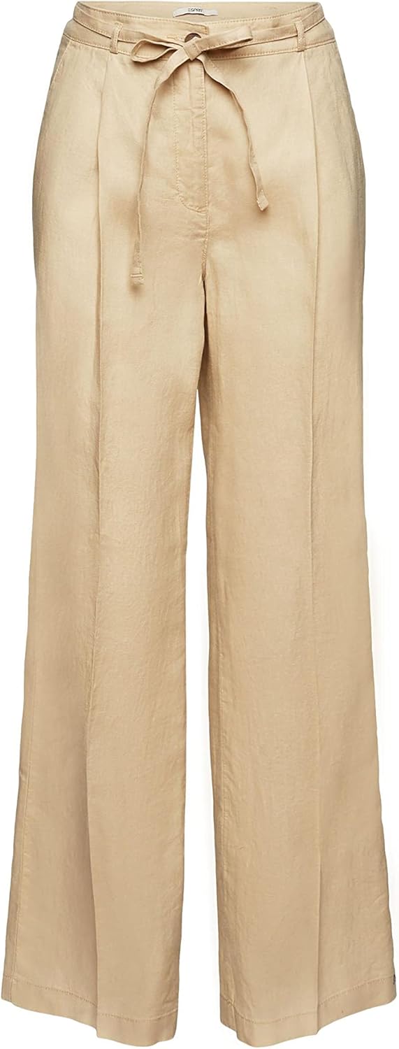 ESPRIT Leinenhose mit weitem Bein 44W / 32L Sand, 44W / 32L Sand