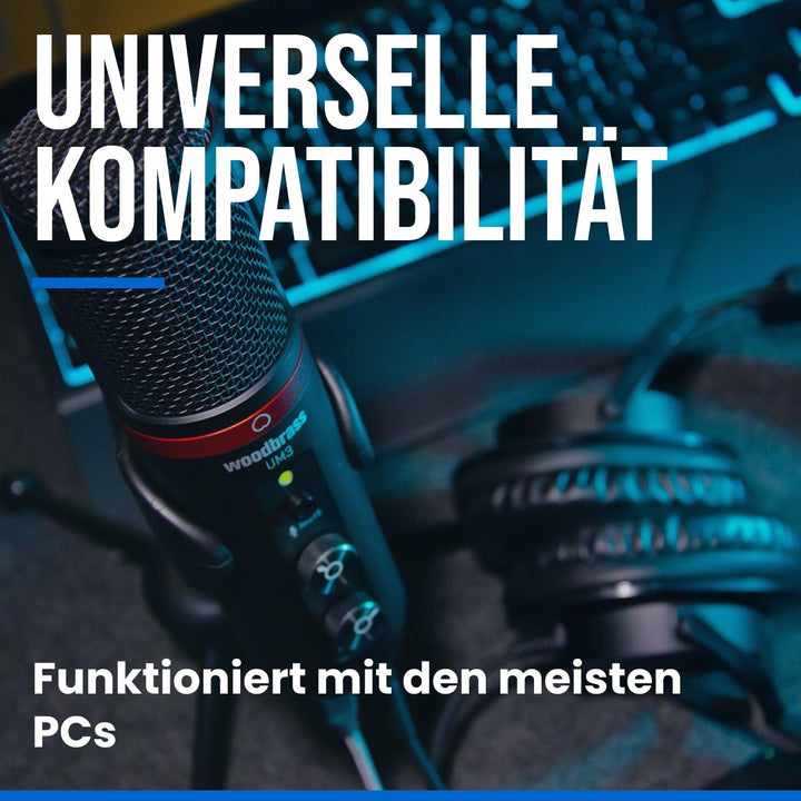 WOODBRASS UM3 - Micro Streaming, Podcast, Videokonferenzen, Gaming. USB -C Plug & Play Standalone-Mi