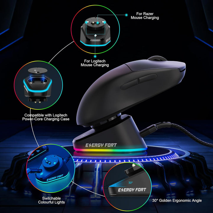 Ladestation für Logitech Mouse G PRO X Superlight, G502/G502X/G502X Plus Lightspeed, G703, G903, G P