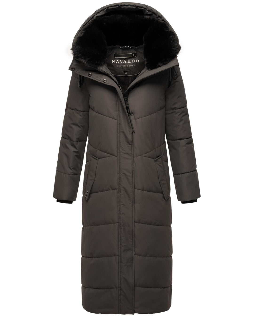 Navahoo Damen Wintermantel Steppmantel extralang mit Abnehmbarer Kapuze Hingucker XIV XS-XXL XS Anth