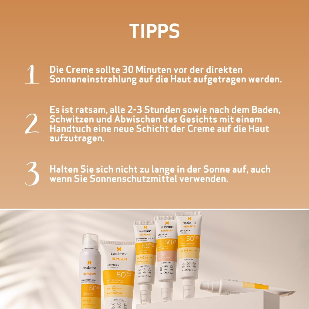 REPASKIN FACIAL SPF50 tacto seda con color 50 ml