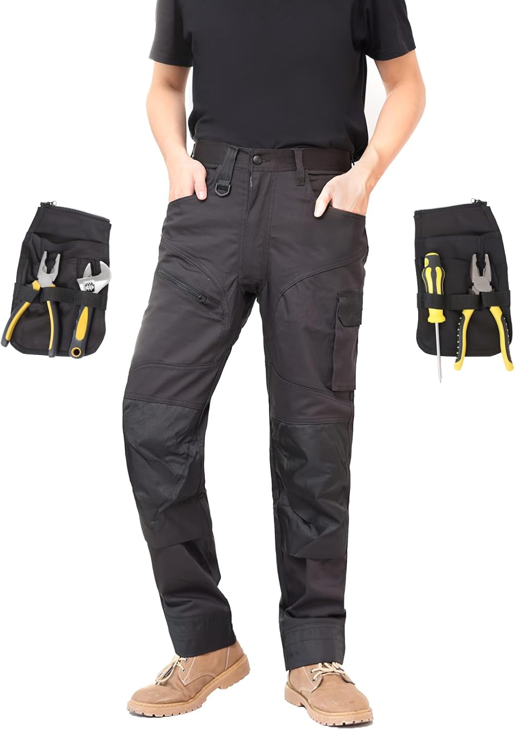 WORK IDEA Arbeitshosen männer, Hose mit multifunktionalen Taschen, Hose mit abnehmbaren Flugtaschen,