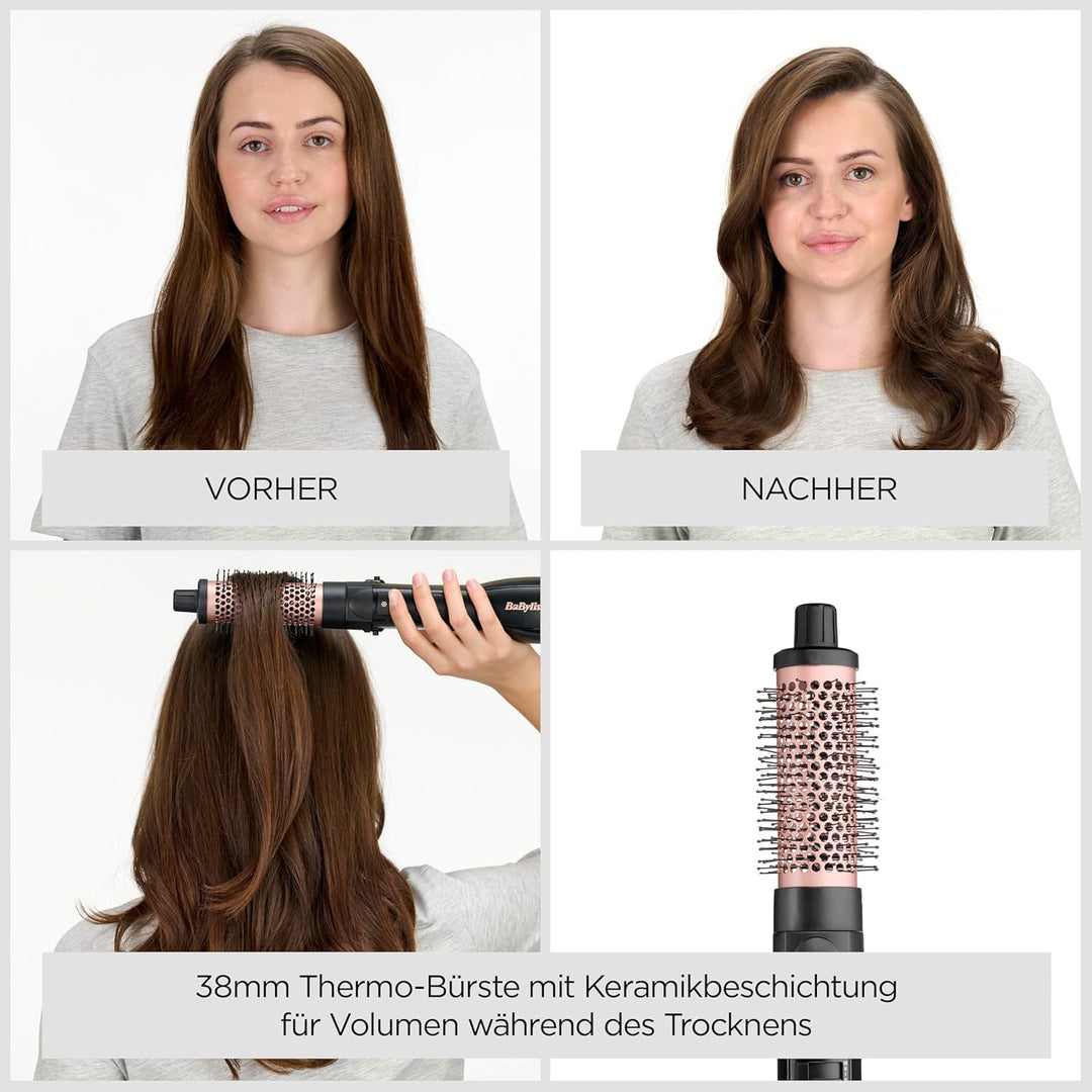 BaByliss Smooth Finish 1200 – 4‑in‑1 Warmluftbürste zum Trocknen, Formen, Glätten & Volumenstyling,