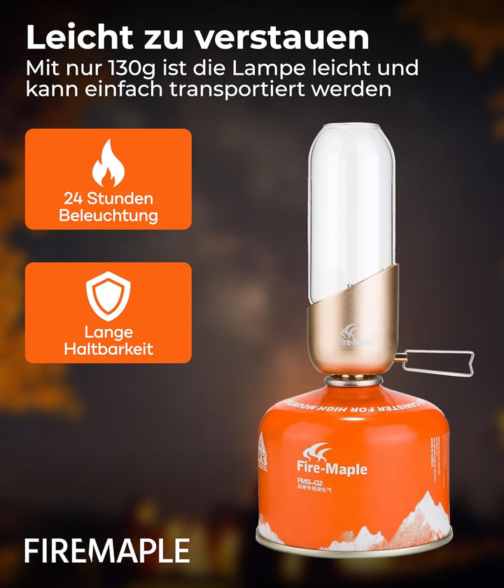 Fire-Maple Gaslampe Gaslaterne für Camping & Outdoor [NUR 140g] - Gas Lampe aus Edelstahl, eloxierte