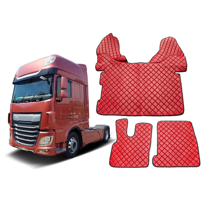 LKW Fussmatten passend für XF 106 Trucks LKWs Automatisch Öko-Leder Rote