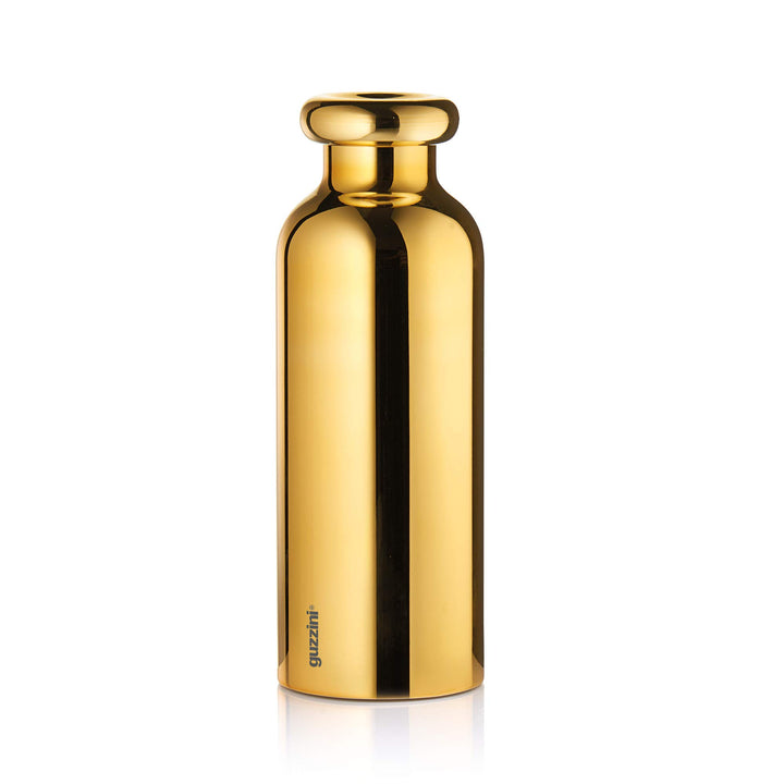 Guzzini - On The Go, ENERGY Thermosflasche, Trinkflasche Edelstahl - Gold, Ø 7,3x h21,2 cm | 500 cc