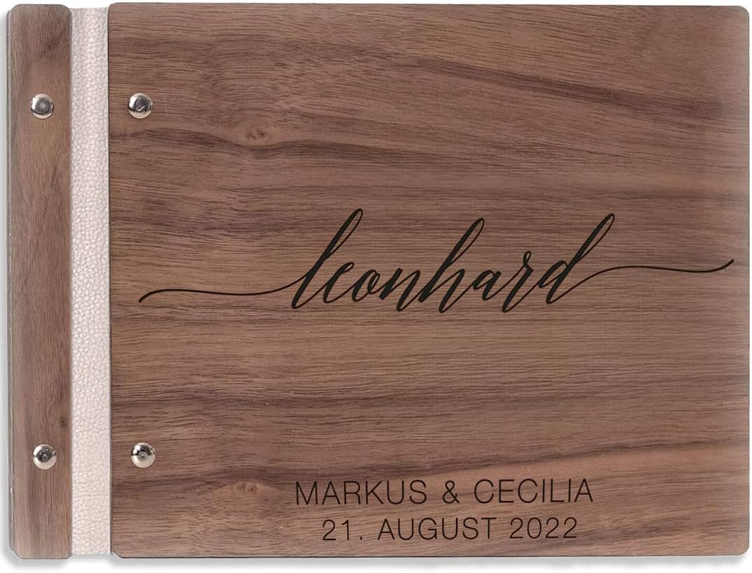Hochzeitideal – Personalisierbares Gästebuch Hochzeit Leon E7 mit 40 Seiten I Hochzeit Gästebuch aus