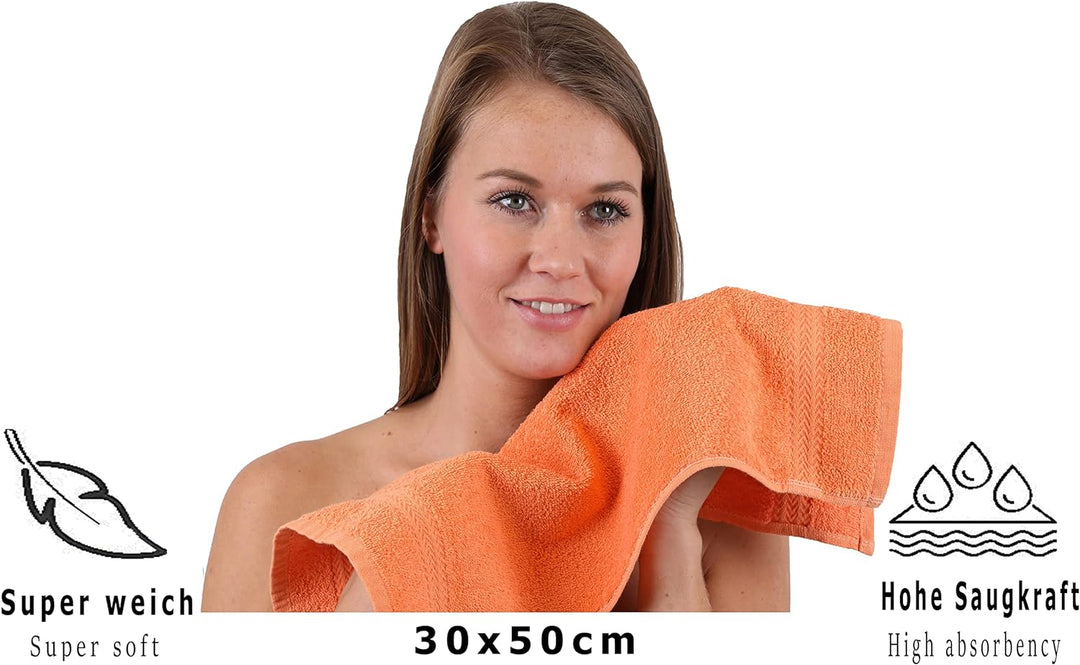 Betz 20 Stück Gästehandtücher Premium 100% Baumwolle Gästetuch-Set 30x50 cm Farbe orange, Orange