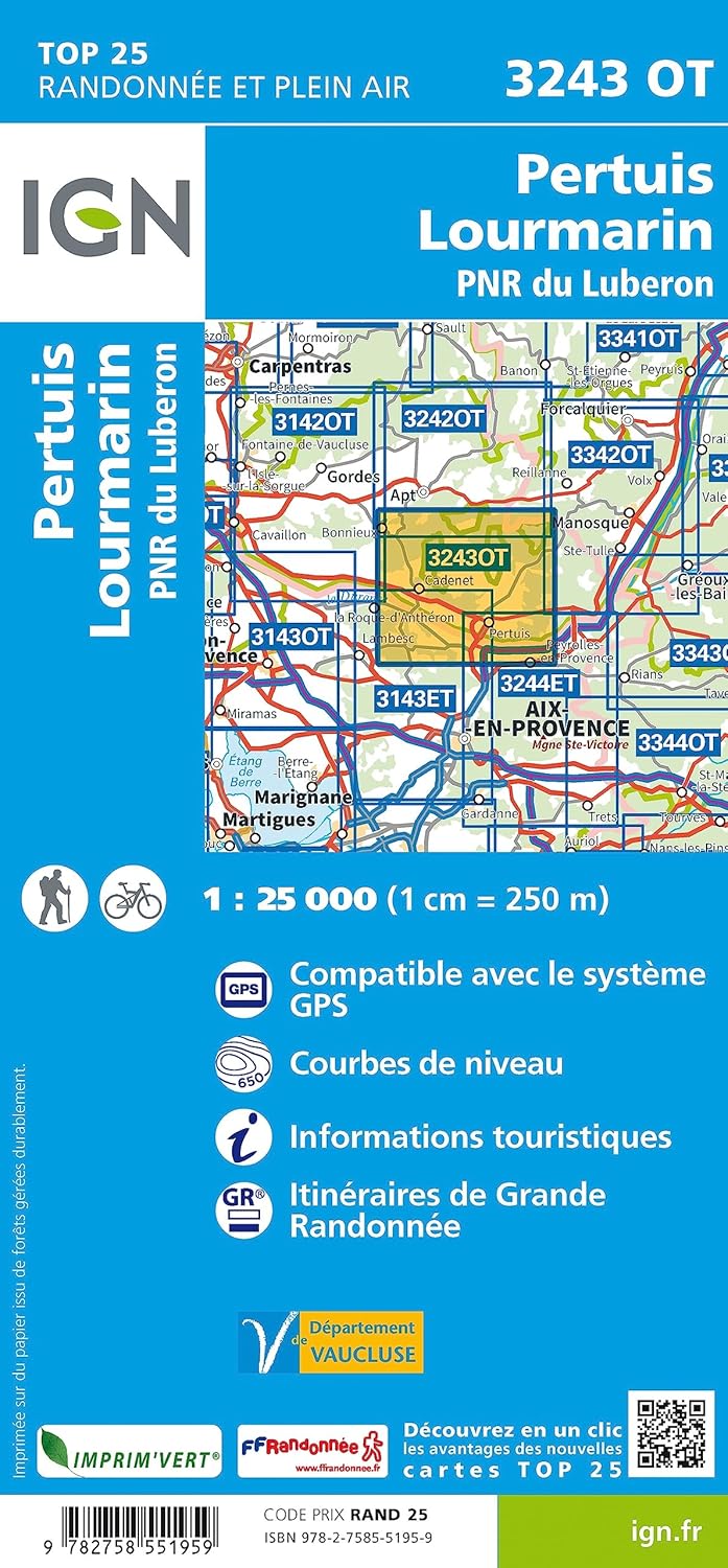 Pertuis Lourmarin PNR du Luberon 1:25 000 (TOP 25), Karte