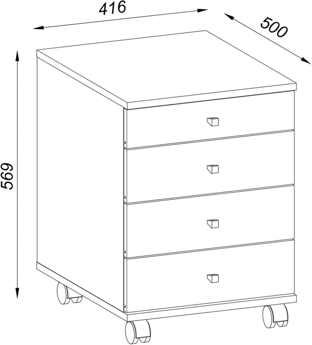 VCM Rollcontainer | Beistellcontainer mit Schubladen | Masse ca. H. 57 x B. 42 x T. 50 cm | Bürocont
