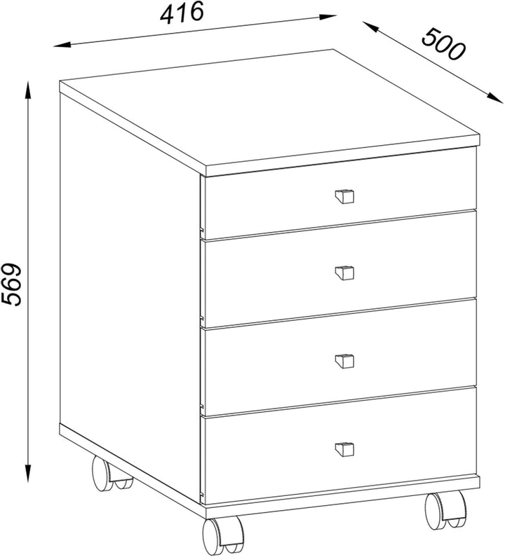 VCM Rollcontainer | Beistellcontainer mit Schubladen | Masse ca. H. 57 x B. 42 x T. 50 cm | Bürocont