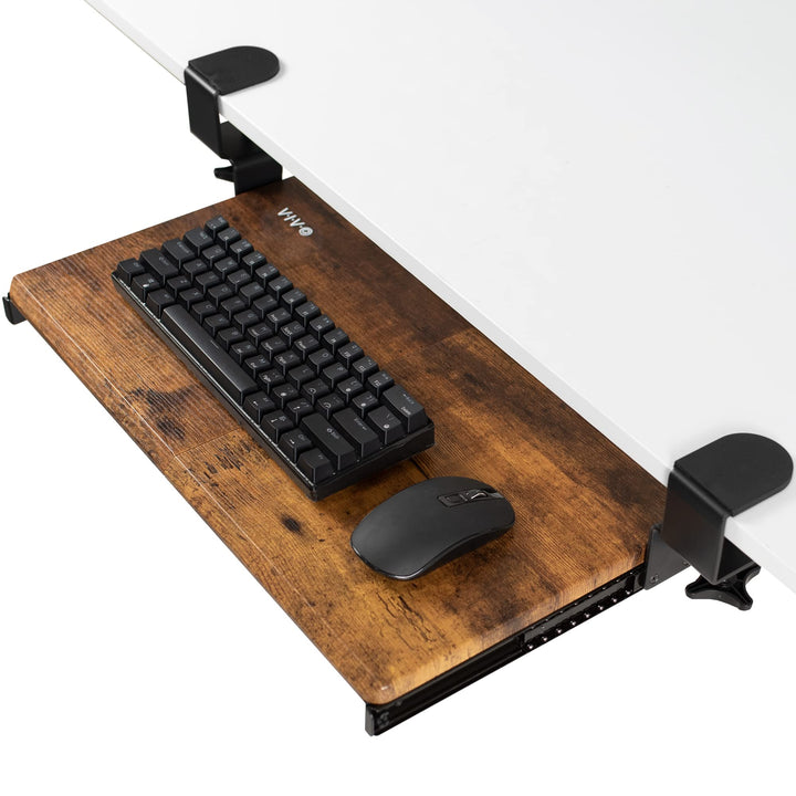 VIVO Kleine Tastaturablage, ausziehbar unter dem Schreibtisch, mit extra stabilem C-Klemmbefestigung
