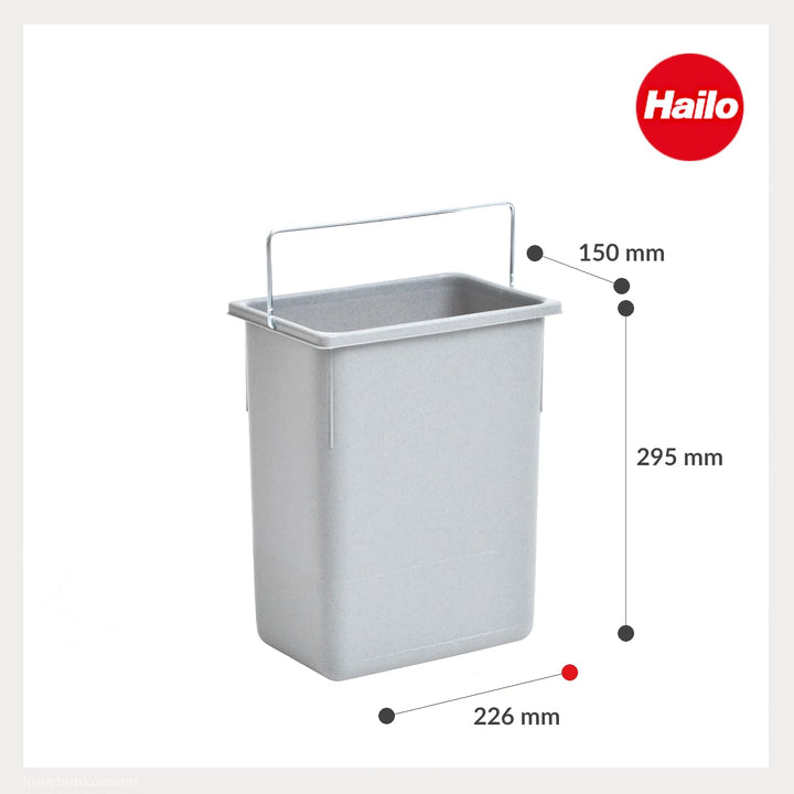 Hailo Inneneimer 1068409 | 8,5 L Abfallsammler mit verstärktem Rand | Kunststoff hellgrau für Euro-C