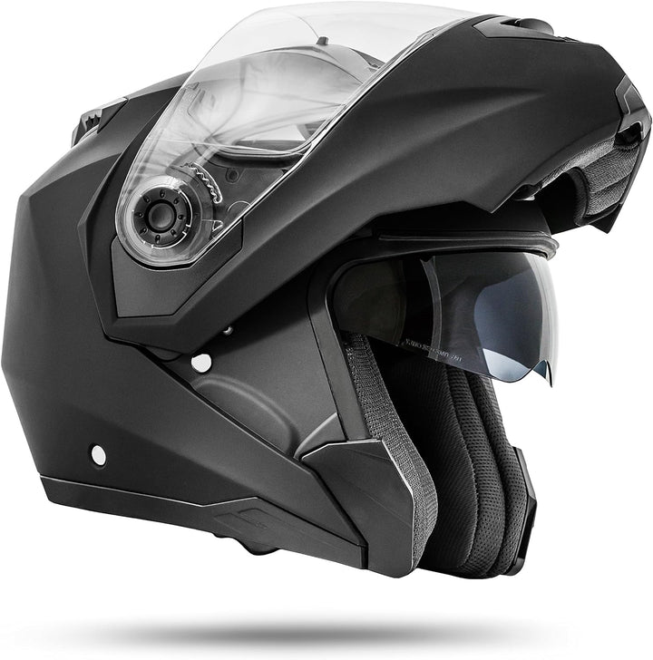 ATO-Moto Montreal Schwarz matt Grösse S M L XL Klapphelm mit Doppelvisier System und der neusten Sic