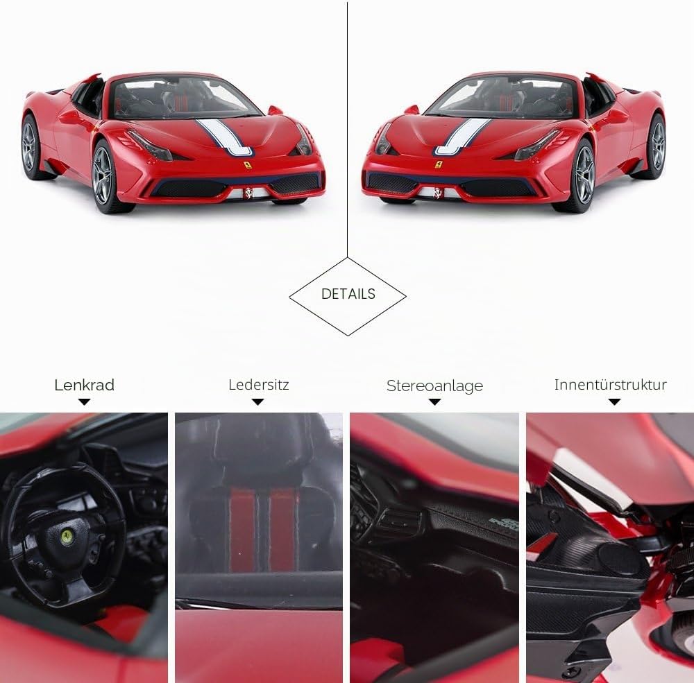 Rastar Ferrari ferngesteuertes Auto, 1 : 14 Ferrari 458, Special A, rotes Spielzeugauto – Cabrio, au