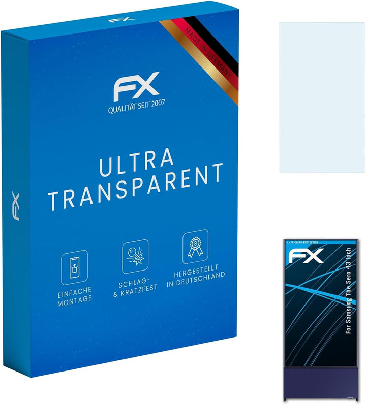 atFoliX Schutzfolie kompatibel mit Samsung The Sero 43 Inch Folie, ultraklare FX Displayschutzfolie