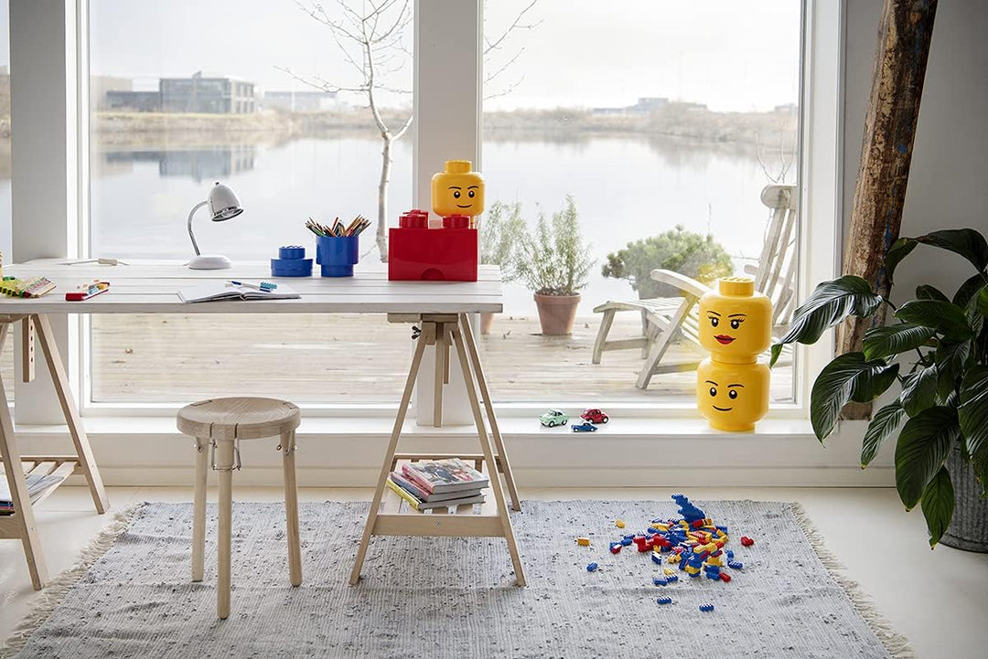 Room Copenhagen Iconic Storage Head Large Stackable Storage Box 8,5 L Yellow Happy Girl Happy Girl L
