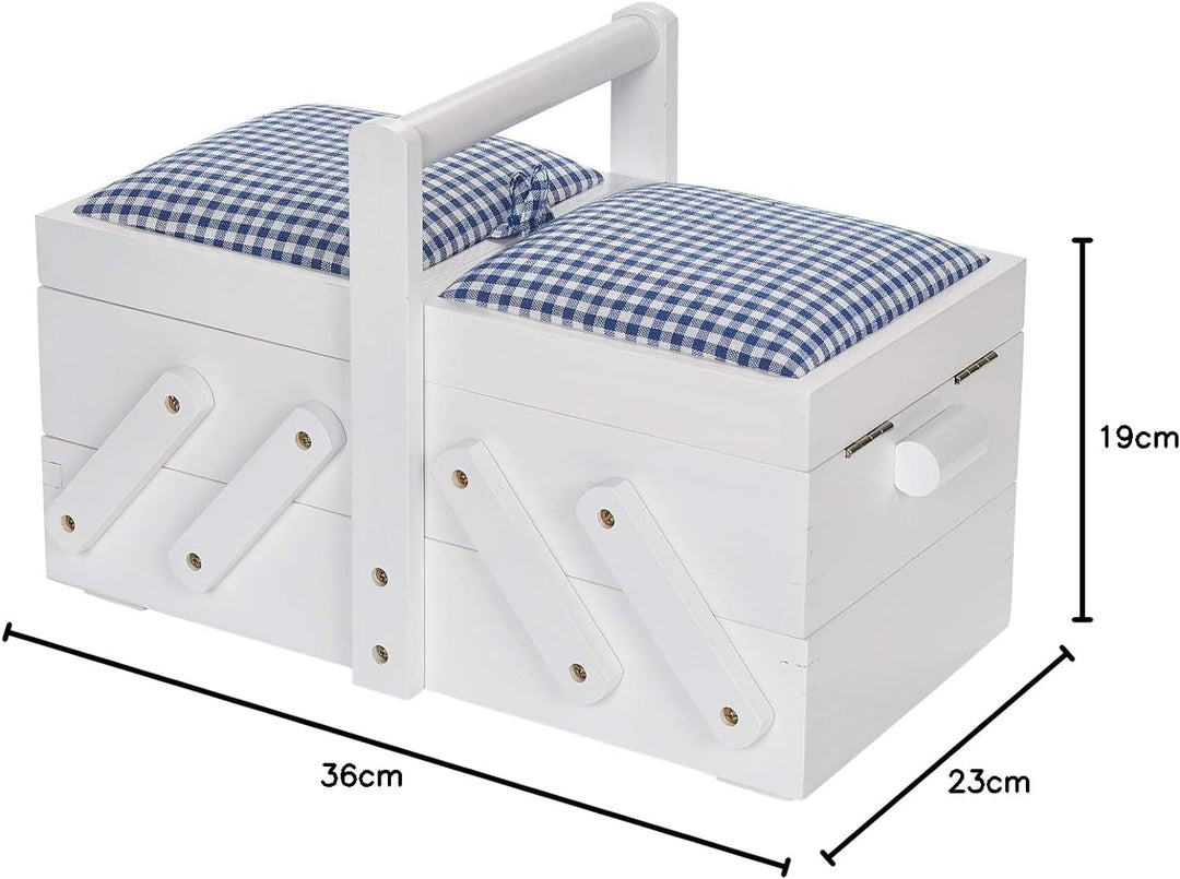 Prym 612577 Nähkasten/Nähkästchen Holz S weiss mit Stoff
