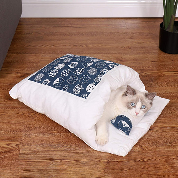 An-self Katzenschlafsack Katzenbett Winter Geschlossen Abnehmbare Katzenhöhle Warm Kuschelsack für K
