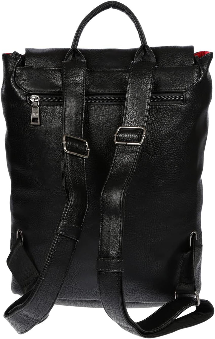 Christian Wippermann grosser Damen Rucksack Tasche in Leder Optik mit Laptopfach schwarz, Schwarz