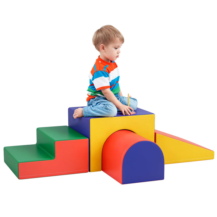 HOMCOM 4 TLG. Schaumstoff Bausteine Kinder Softbausteine Klettern Bauklötze Weiche Schaumstoffbauste