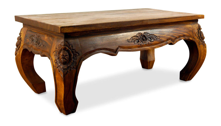 livasia Opiumtisch aus Massivholz – 80x40x35cm – Handgeschnitzter Beistelltisch Holz aus Thailand, N