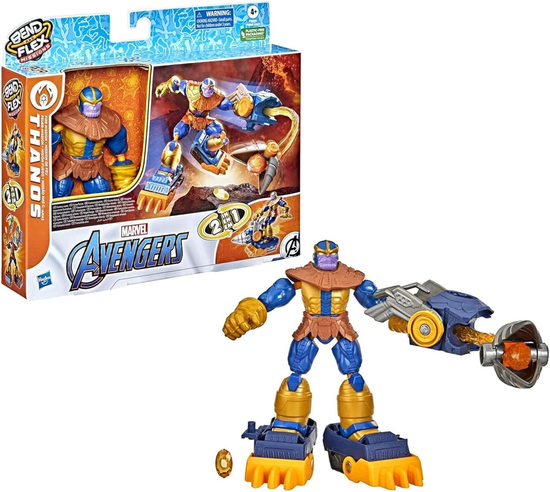 Hasbro Marvel Avengers Bend and Flex Missions Thanos Fire Mission Figure, 15-cm-Scale Bendable Toy f