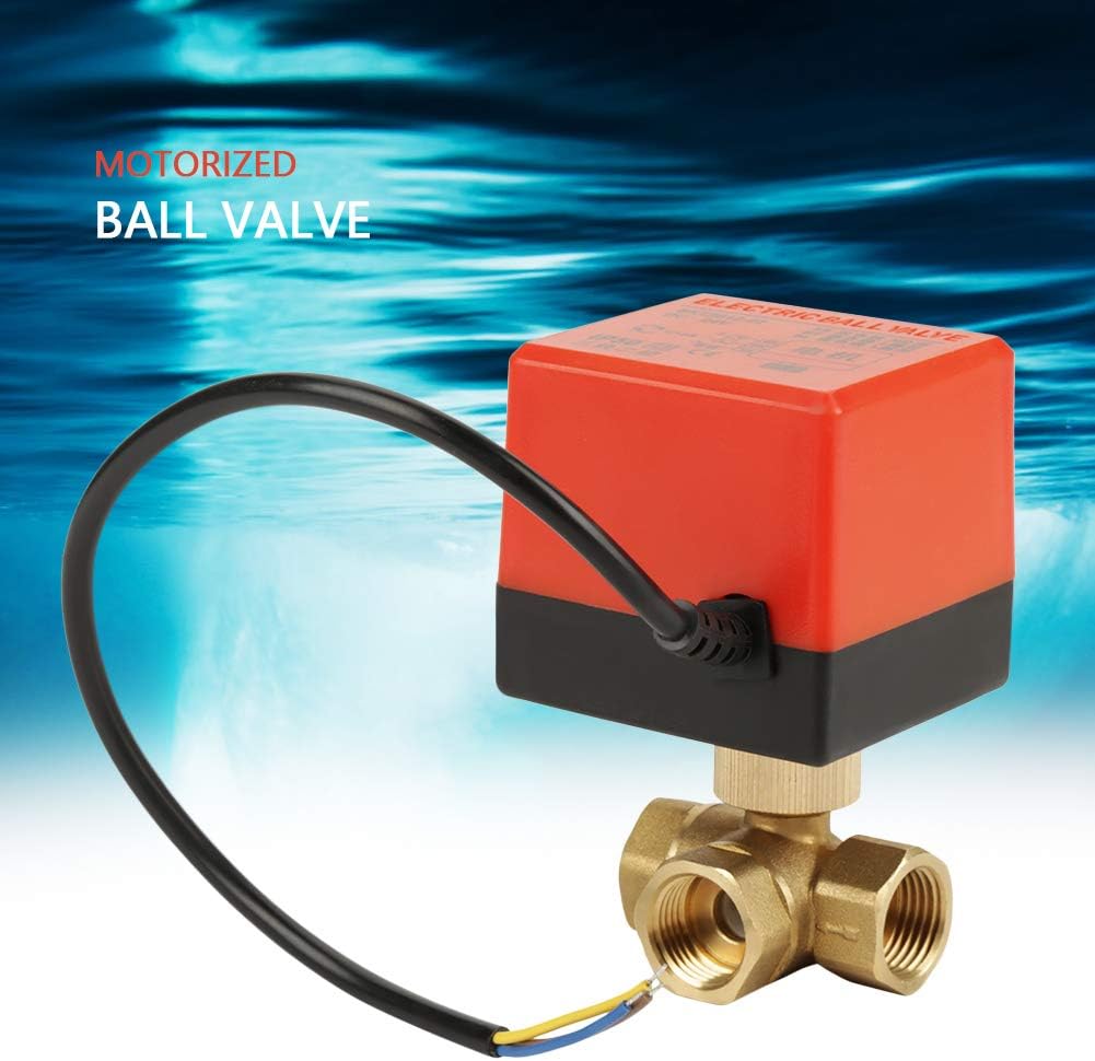 G1/2 "DN15 Messing motorisierter Kugelhahn, elektrischer 3-Wege-220-V-Wechselstrom-Kugelhahn zur Dur