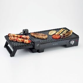 Ariete 1916 Elektrogrill, glatt und gerillt, mit Kontaktgrill-Funktion, 2200 W, Platten mit Antihaft