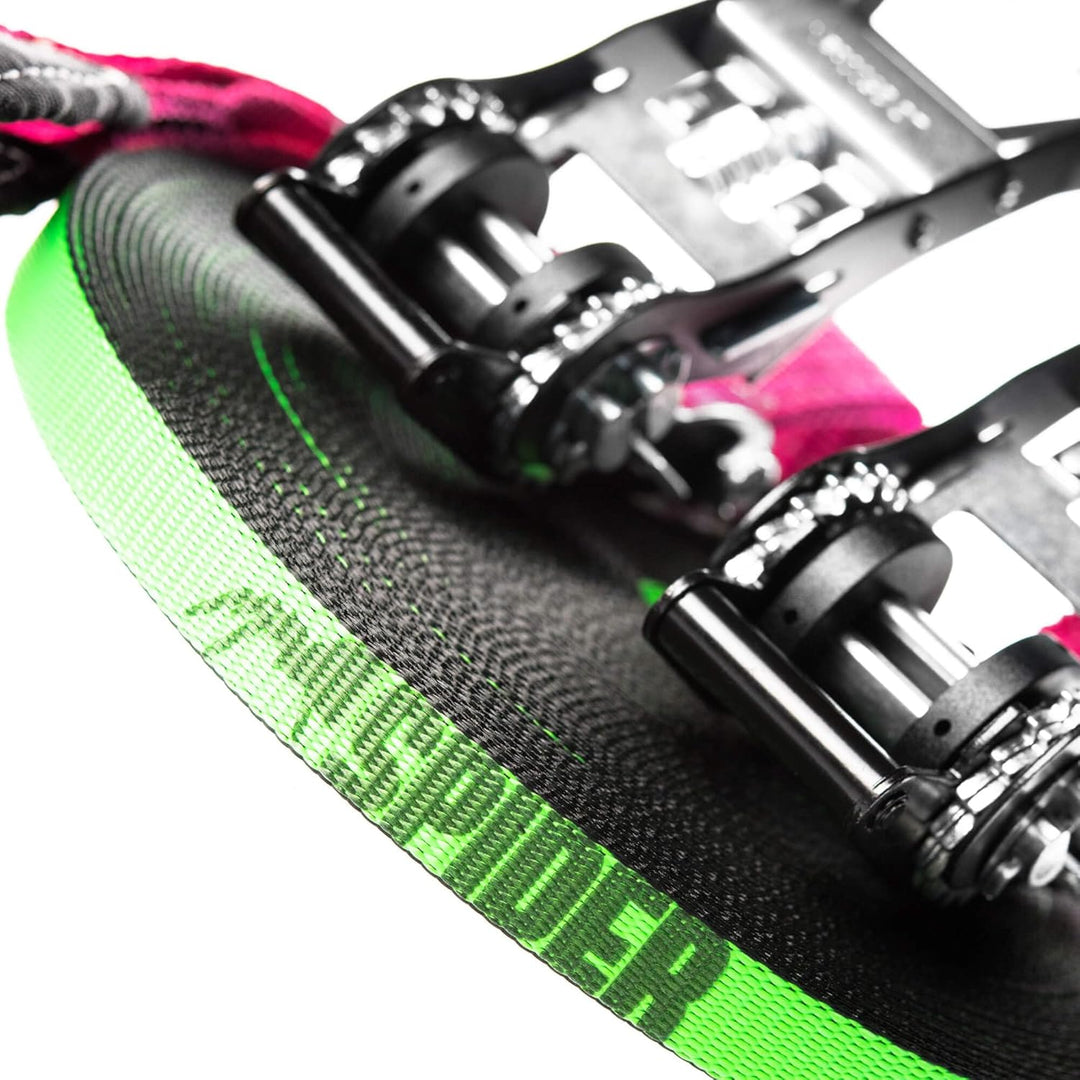 SPIDER SLACKLINE LKS02 - Kit Longline Fly Line 35, Slackline 30 m, zwei Hummer-Ratschen, Gurt 2,5 m,