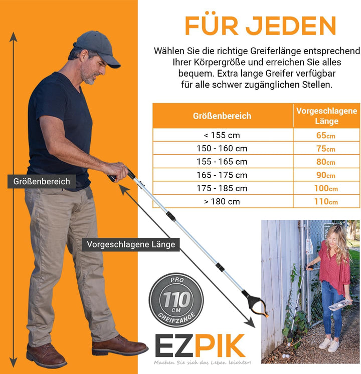 EZPIK 1 x 110 cm Greifer für Senioren mit Magnet-Greifarm, Robuste Greifzangen für Senioren und Mens