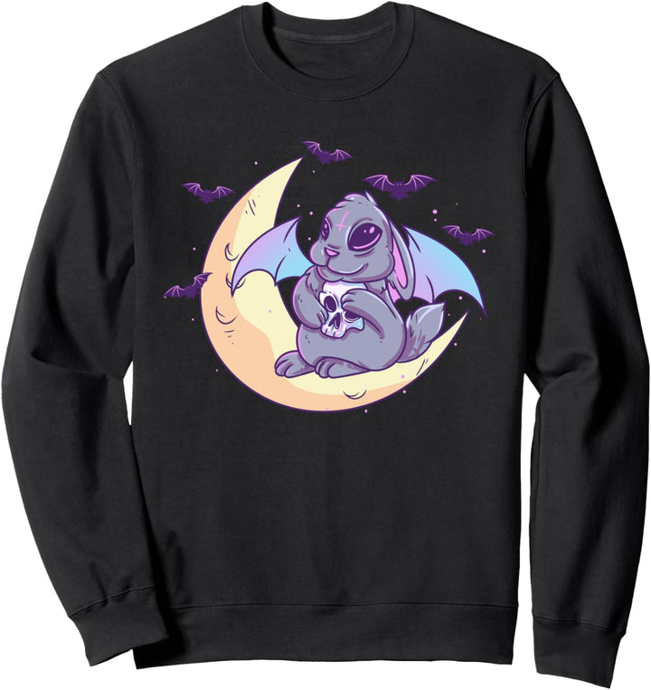 Kawaii Pastell Gothic Hasen-Fledermaus mit Mond für Anime Frauen Mädchen Sweatshirt